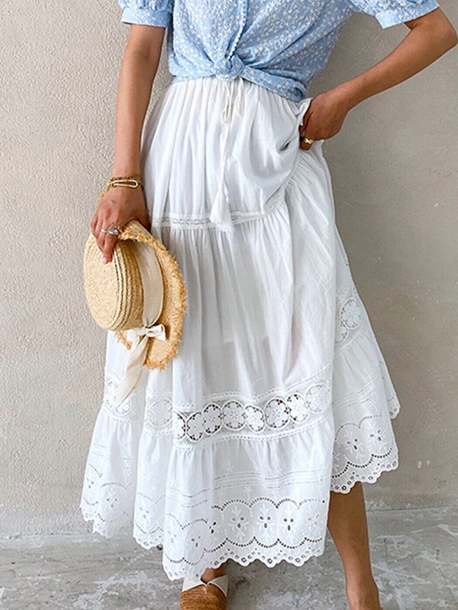 Elegant white 2025 maxi skirt