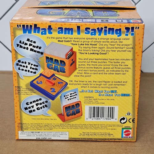 2005 Mad Gab Party Card Game 2-12 Players Mattel Games - Missing Instructions - Picture 3 of 3