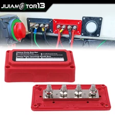 4 Way Bus Bar/Power Distribution Box Terminal Studs Red Heavy Duty 300A 48V DC