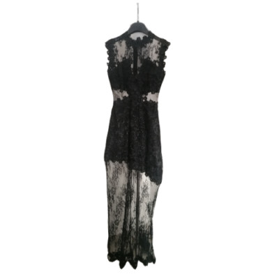 Guess Damen Kleid lang schwarz Gr. XS mit floraler Spitzenstickerei und Transparenzen