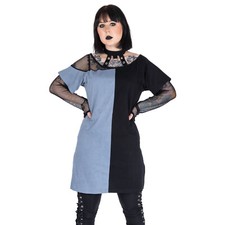 Top donna maglia lunga black/grey bicolore maniche in tulle borchie taglia M e L