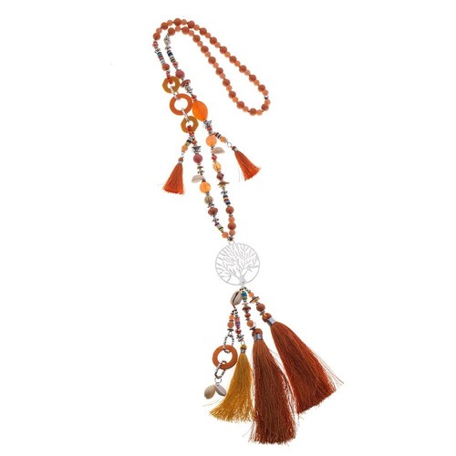 Chain Necklace Long Chain Boho Hippie Tree of Life Shell Fringe - Picture 3 of 4