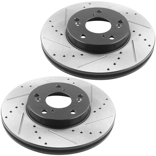 282mm Front and Rear Drilled Rotors + Brake Pads for 2003-2007 Honda Accord PA - Picture 4 of 7