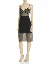 Theory Womens Melaena Black Lace Overlay Silk Lining Cocktail Dress Sz 00 New