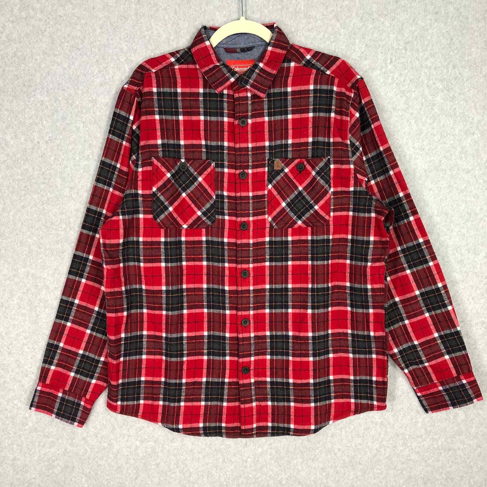 Coleman Flannel Shirt Mens Large Red Black Plaid Hiking Grunge Skater Camping-image