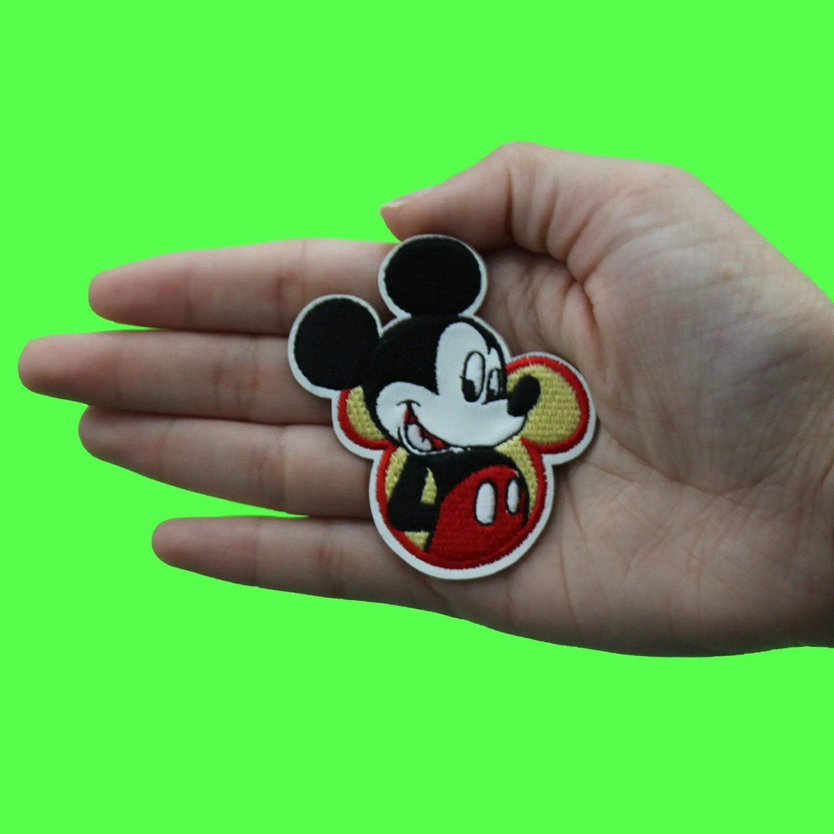 Disney Mickey Mouse Patch Inside Head Silhouette Leather