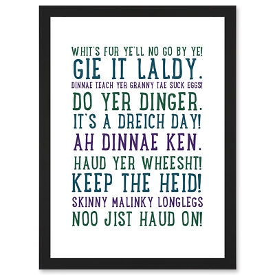 Zitat schottische Sprüche Sätze Schottland Typografie gerahmt A4 Wandbild Kunstdruck
