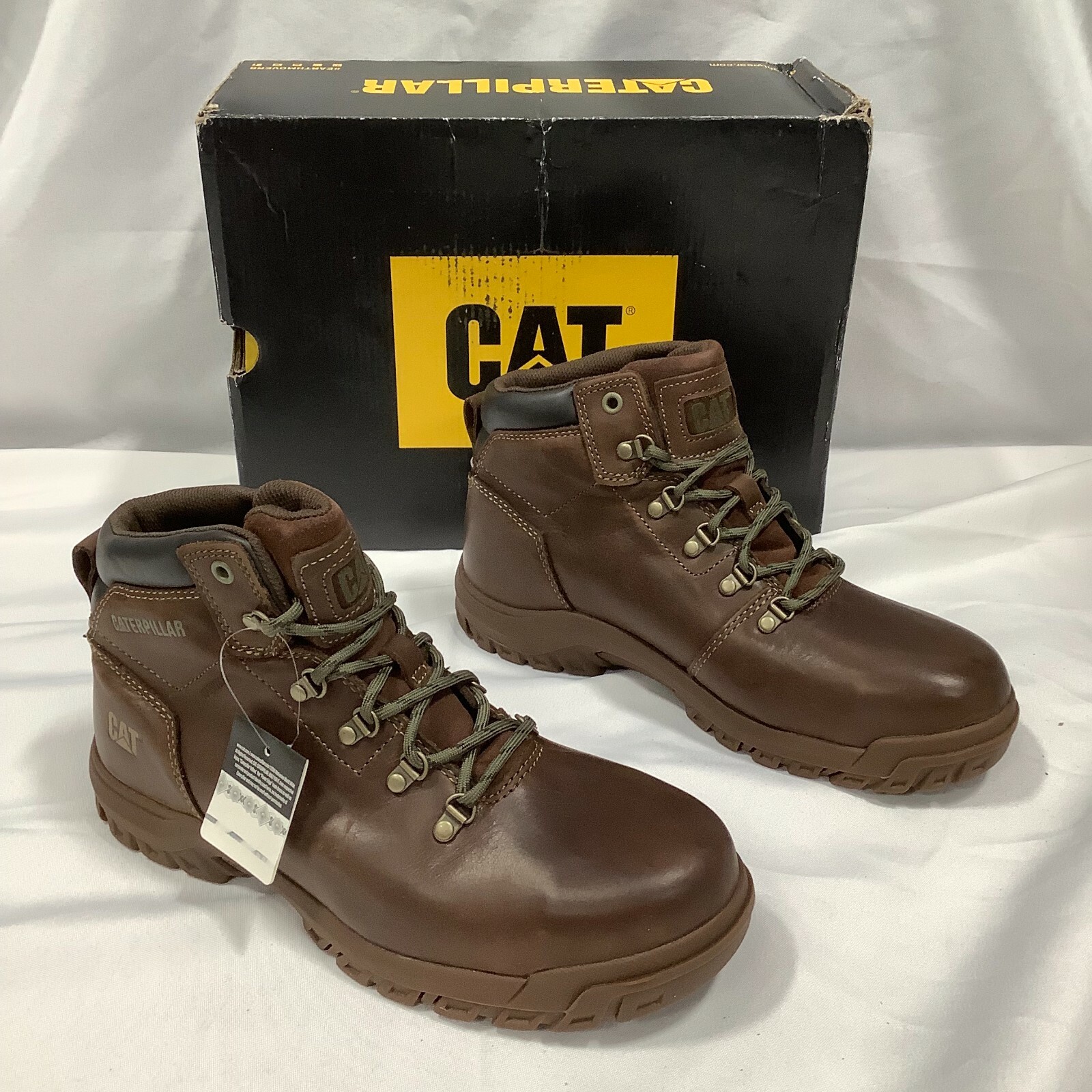Caterpillar Womens Mae P91011 Leather Steel Toe Lace Up Cocoa Work