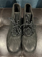 UGG Women's Size 8 Greda Waterproof Leather Duck Boots Black 1112650