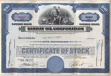 Sunray Oil Company Stock Certificate Gas DX