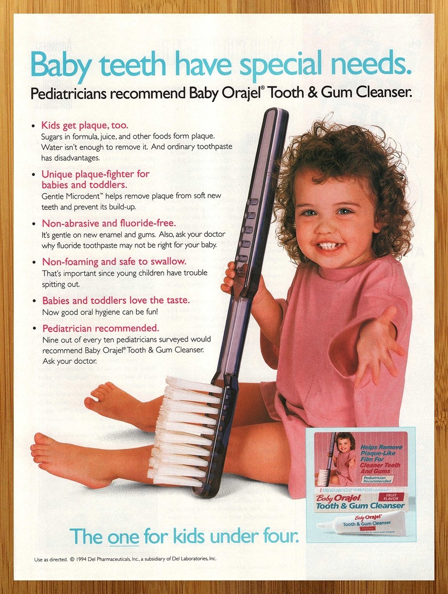 BABYL ポスター 1994 Baby Orajel Toothpaste Vintage Print Ad/Poster Dental Health
