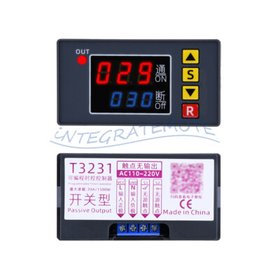 AC110V-220V DC12V Digital LED Dual Display Cycle Timing Delay Timer Relay Module
