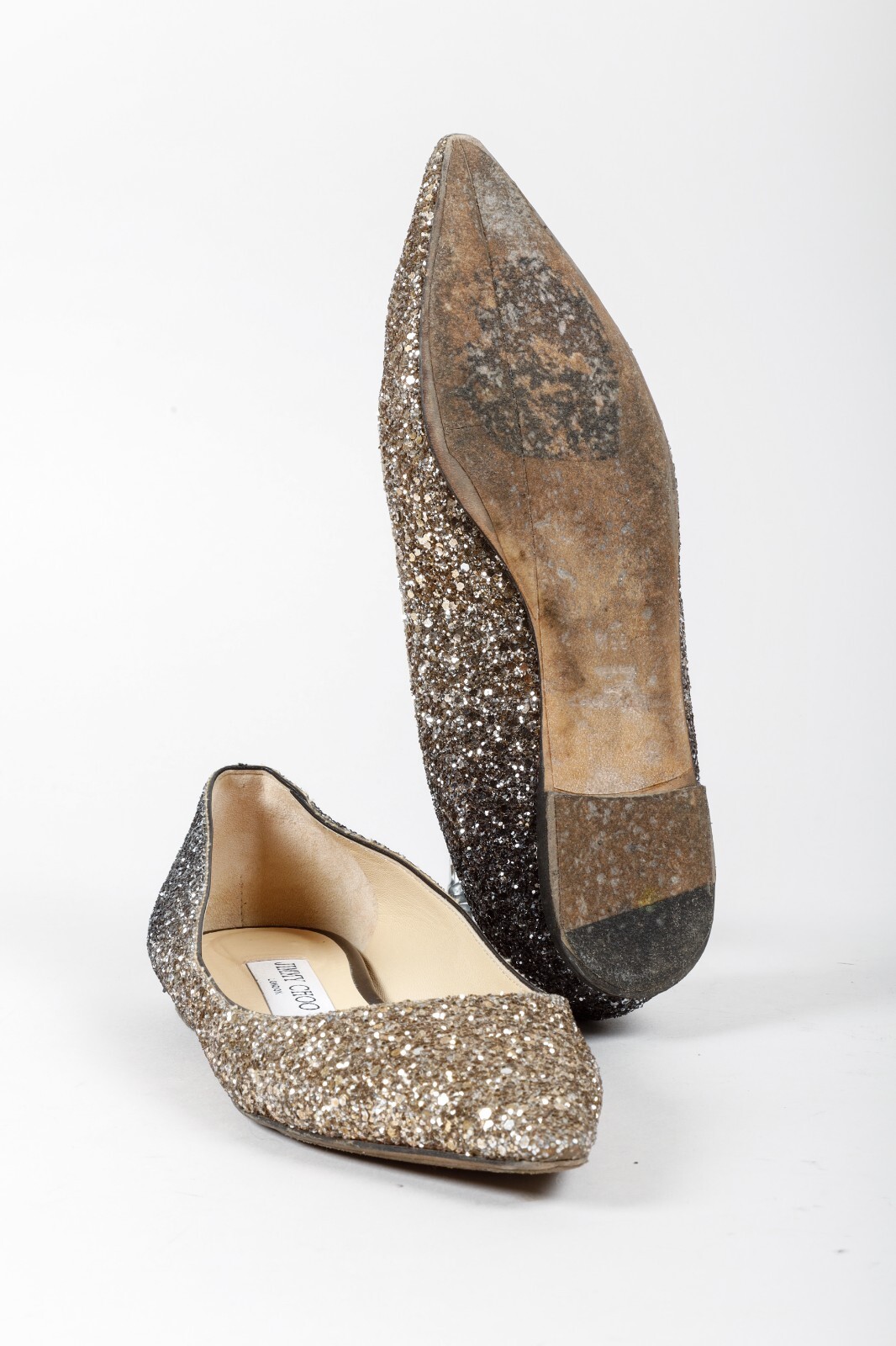 Jimmy Choo Romy Flats in Black & Gold Gradient, Size 35.5 image 5