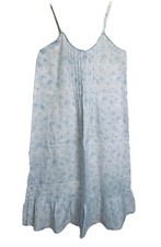 VTG Barbizon Chemise Nightgown Blue Floral Prairie Pintuck Cottagecore P-Small