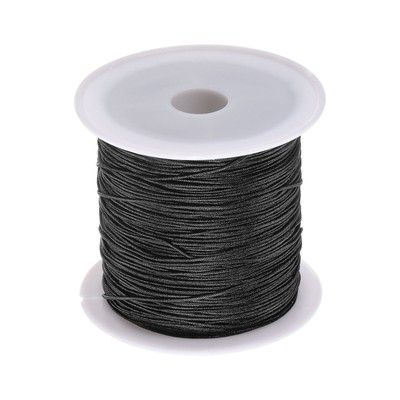 1Rolle Nylon Perle Faden Knoten Schnur 0.6mm 50Yards Nylon Satinschnüren,Schwarz