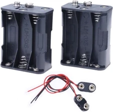 2 Set 6 x AA Thicken Battery Holder and T Type Wired Battery Clip Standard Snap