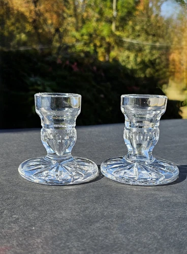 Vintage Waterford Crystal Blarney Candlestick Holders - Pair Signed