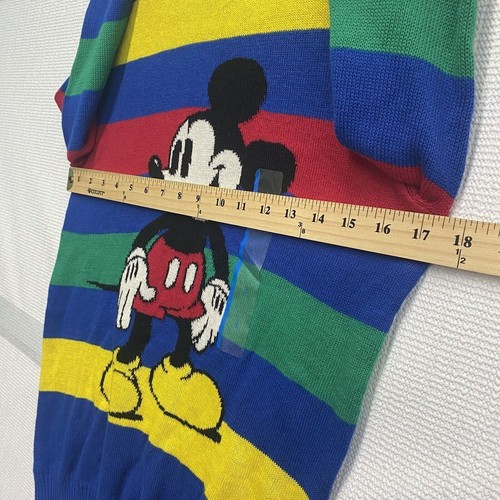Disney 100 Mickey Mouse Multi Color Striped Knit Sweater Youth Kids L Pullover - Picture 4 of 8