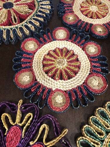 5 copripiumino vintage rafia paglia vimini rattan hot pad boho decorazione parete 7-8" - Foto 4 di 16
