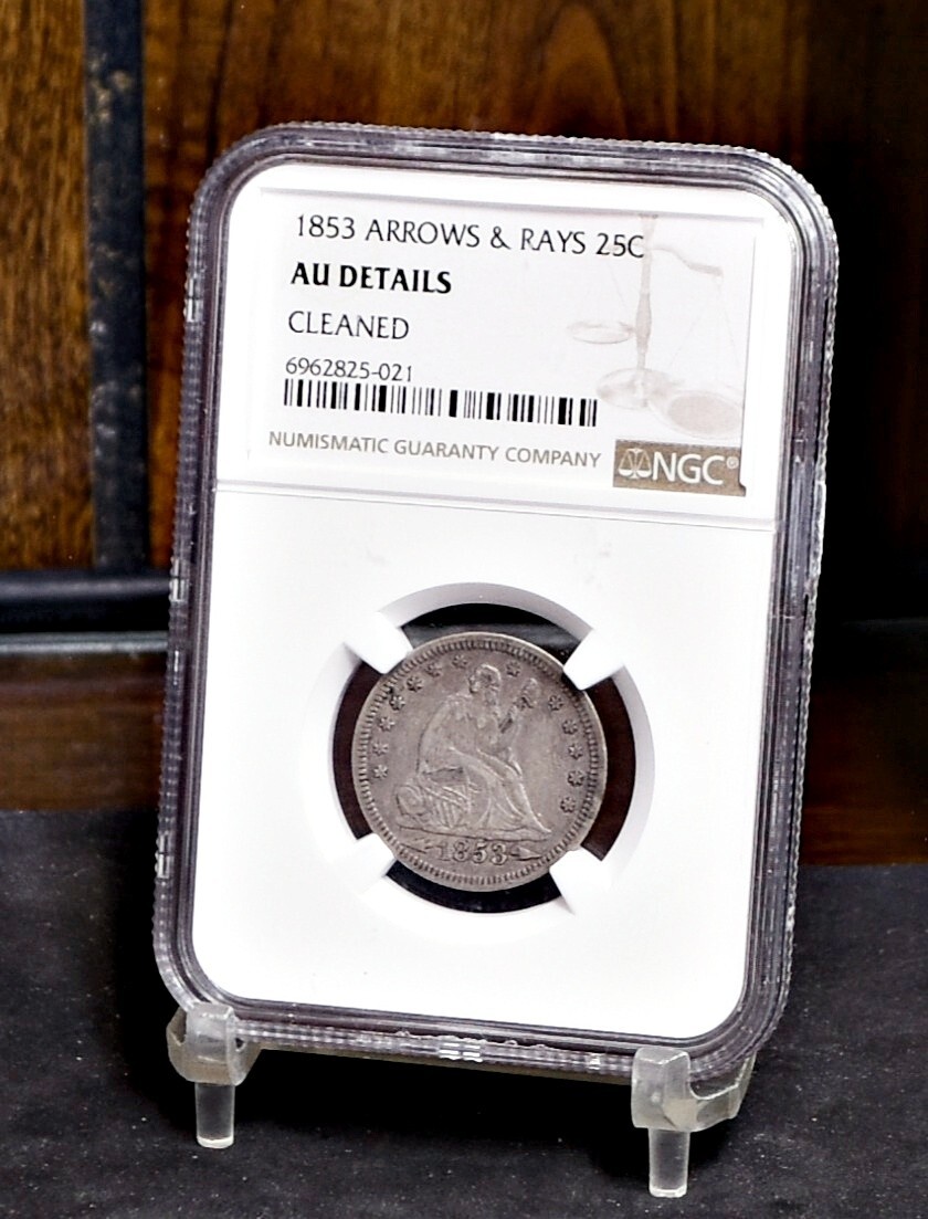 1853 Liberty Seated Quarter - NGC AU Details Cleaned (#58417
