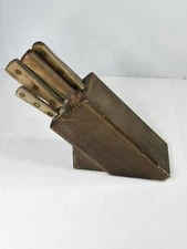 Vintage Old Homestead 7-Piece Block Kitchen Steak Knife Country Bakery 80s 70s