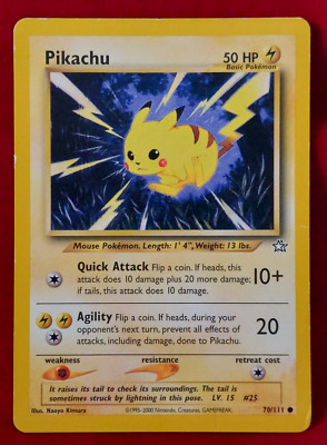 PIKACHU Rare POKEMON 2000 WOTC Neo Genesis TCG Card# 70/111 LP | eBay