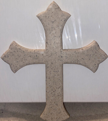 Carved Granite Christian Cross Decorative Blessings Stone Home Decor 12 