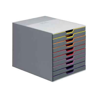 Durable VARICOLOR 10-Compartment Stackable Plastic Drawer Box Gray (761027)