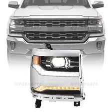FULL LED 2016-2018 Chevy Silverado 1500 Chrome DRL Projector Headlight Passenger