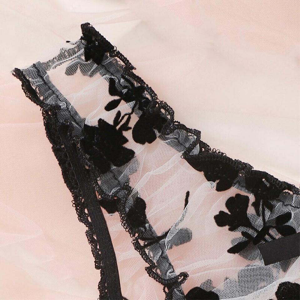 Women Sexy Sheer See Through Lingerie Bra Set Panty Babydoll Underwear ...