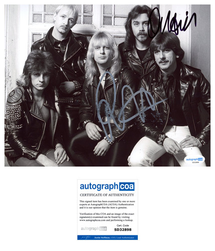 * JUDAS PRIEST * signed 8x10 photo * ROB HALFORD & IAN HILL * ACOA * 4