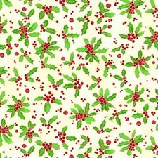 Laurel Burch Enchantment Holly Berries Cream Christmas Fabric By the FQ - 1/4 YD