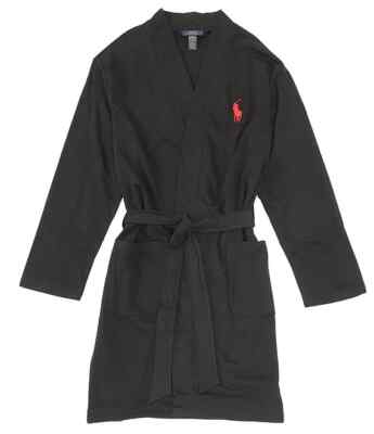 NWT Polo Ralph Lauren Men's Brushed Fleece Bath Robe Black S/M | eBay