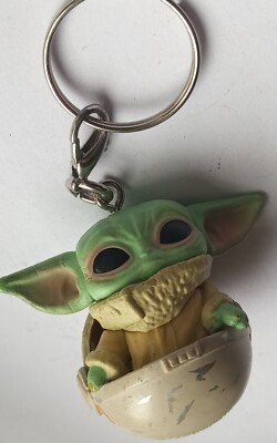 Retro Keyring Key RING Star Wars film keychain plastic Yoda Din Grogu  Mandolian UK