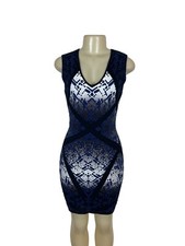 BCBGMAXAZRIA Sleeveless Bodycon Mini Dress With Bold Geometric Pattern Size S