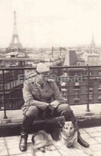 WW2 Picture Photo German soldier with dog in Paris 1621