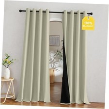 100 Blackout Curtains 84 inches Long, 52"W x 84"L Pack of 2 Muted Beige