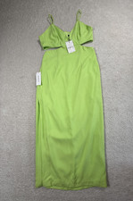 Bardot Dress Womens 8 Green Bodycon Long V-Neck Strappy Side Slit Party Formal