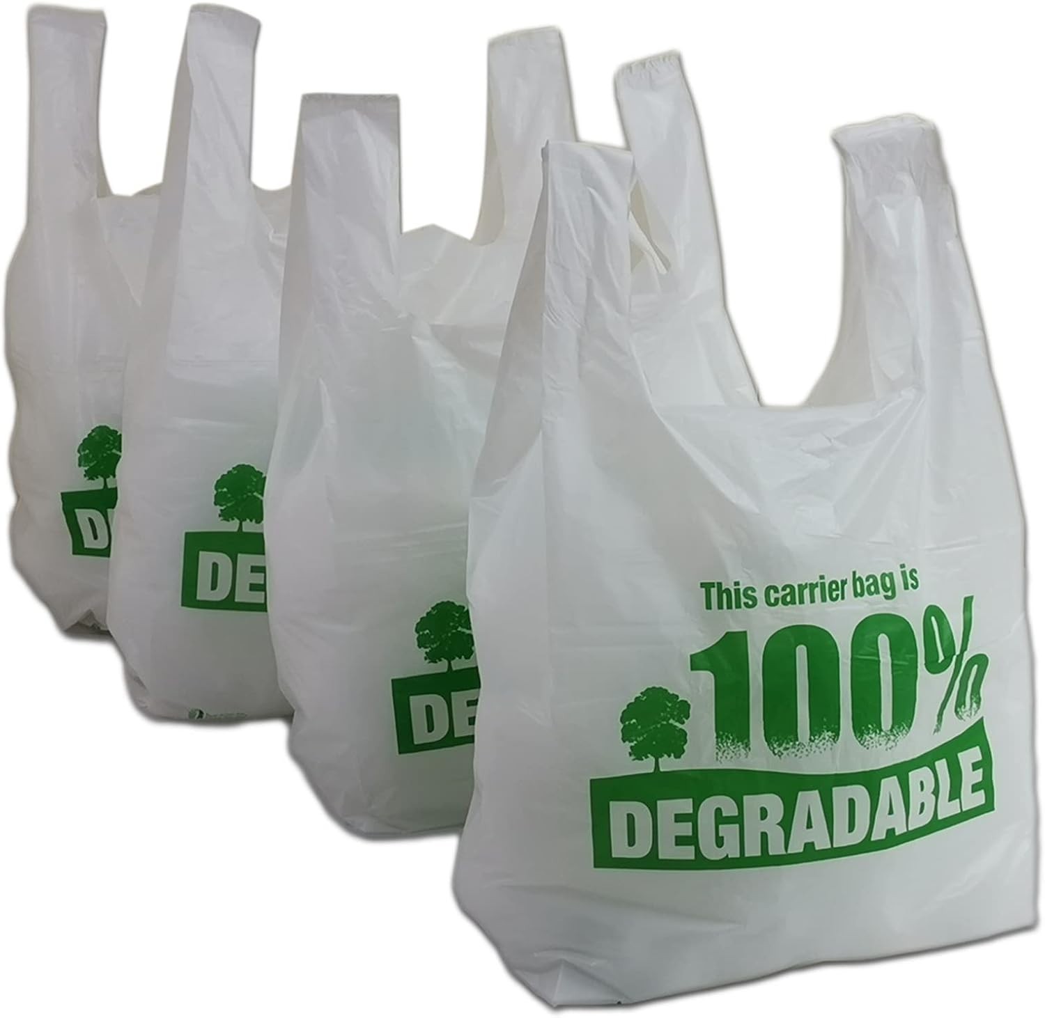 Chaleco de compras 100 % degradables de plástico ecológico blanco - grande y X-grande