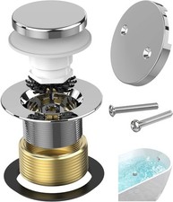 Chrome Plated Tub Drain Kit with Hair Catcher, Premium Brass Tip-Toe Bathroom