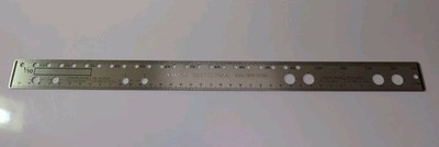 Vintage Minnesota Business Forms Stainless 16'' Ruler With Hole Templates