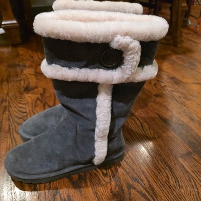 Like NewMichael Kors Shearling Size 11 winter boots Charcoal Gray Suede Sz 11