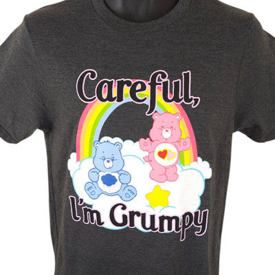 Care Bears T Shirt Mens Size Small Gray Careful Im Grumpy Cartoon