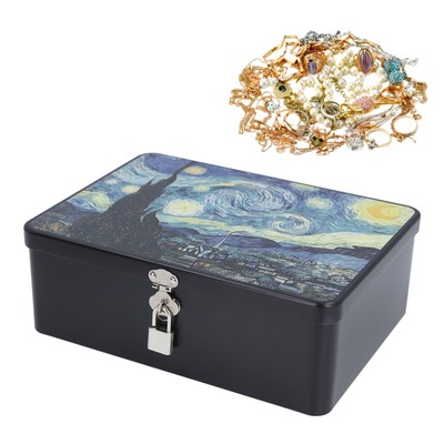 Lockable Storage Box With Lid Multifunctional Organizer Vintage Metal Container