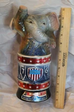 VTG 1976 JIM BEAM ELEPHANT REPUBLICAN DRUM DECANTER w/LID ~10.5"T EMPTY