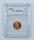 1950-D Lincoln Wheat Cent MS66 RD ICG *1967