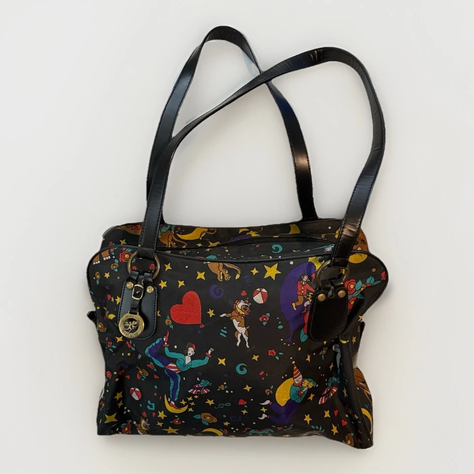 Y2K Piero Guidi Magic Circus Italian Designer Tote Bag Black Coated Canvas Rare - Image 4 of 4