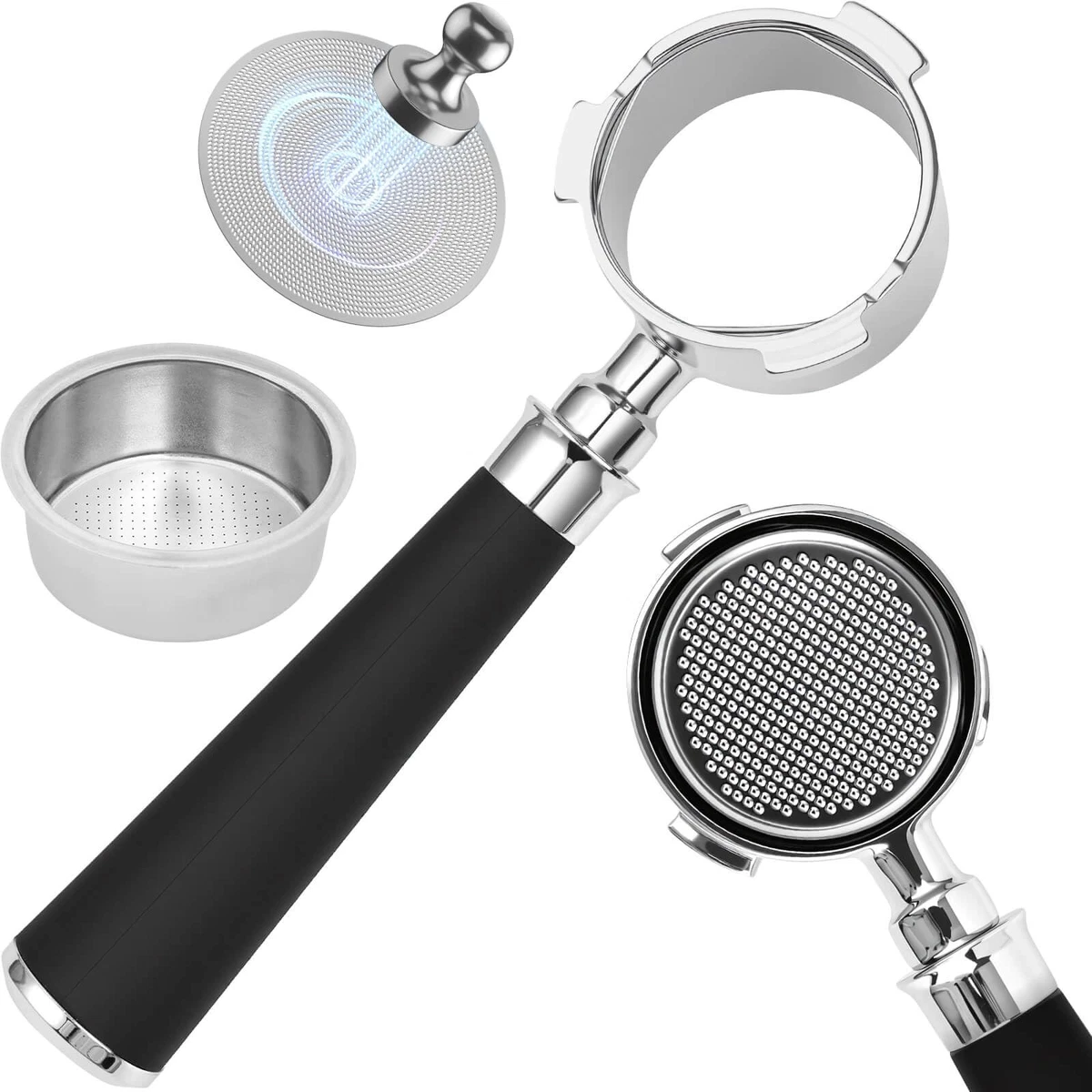Filtro portabottomless 51 mm 3 orejas 51 mm para DeLonghi Dedica, acero inoxidable