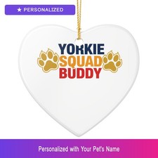 Custom Yorkshire Terrier Yorkie Ornament Personalized Heart Shaped Dog Owner