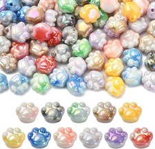 DIY Paw Print Beads 100pcs in Assorted Gradient Colors for Crafts